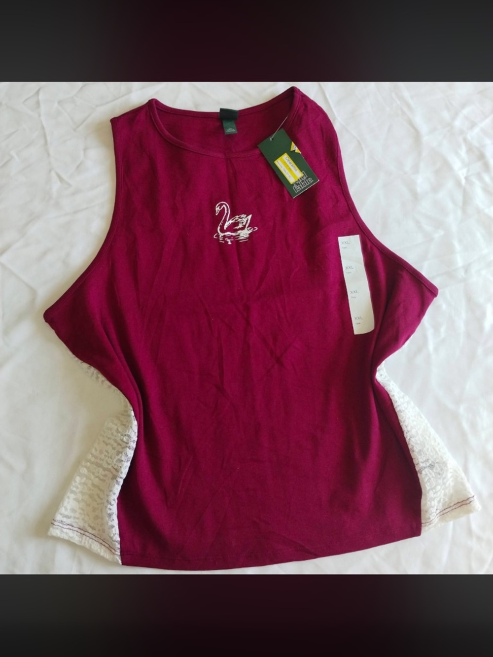 Wild fable Women's Maroon Tank with Lace Side Panels